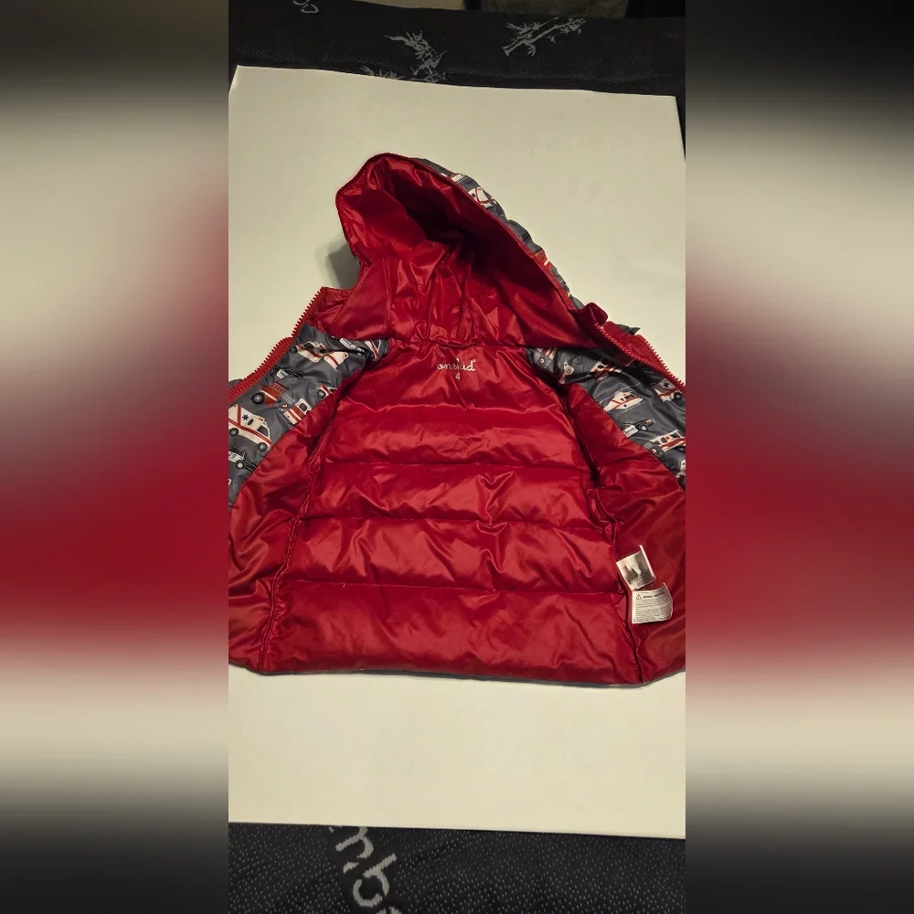 Onekid The Road Coat Red & Gray Winter Car Seat Coat -  Boys / Toddler 4T EUC